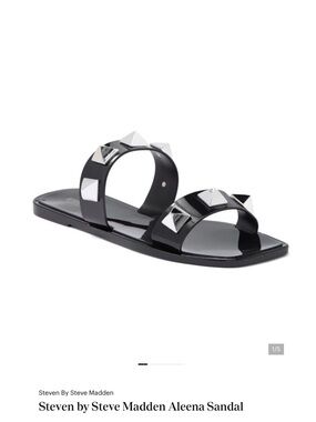 Steven by Steve Madden Aleena Black Slide Sandal with Silver Studs